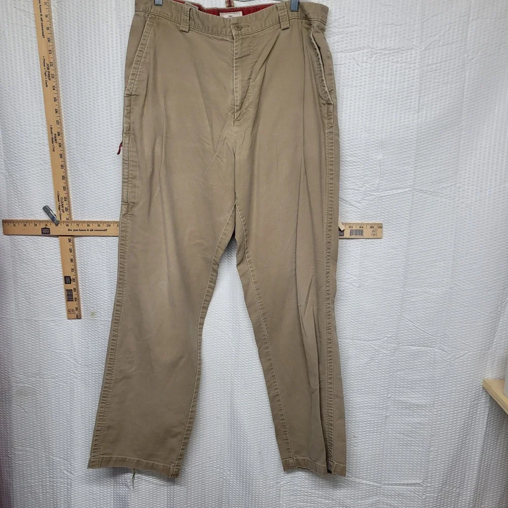 Dockers Mens Khaki Chinos Relaxed Fit Flat Front Cotton Pants 36x34 Tan